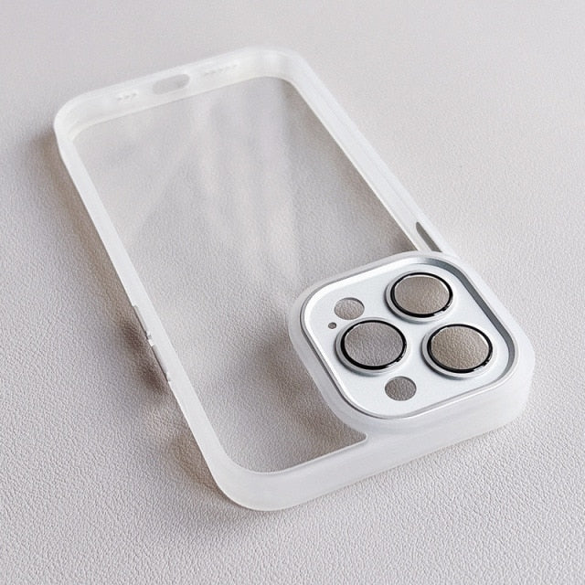 Metal Frame Full Camera Lens Covered iPhone Case-Fonally-For iPhone 13 Pro Max-White Lens White Frame-