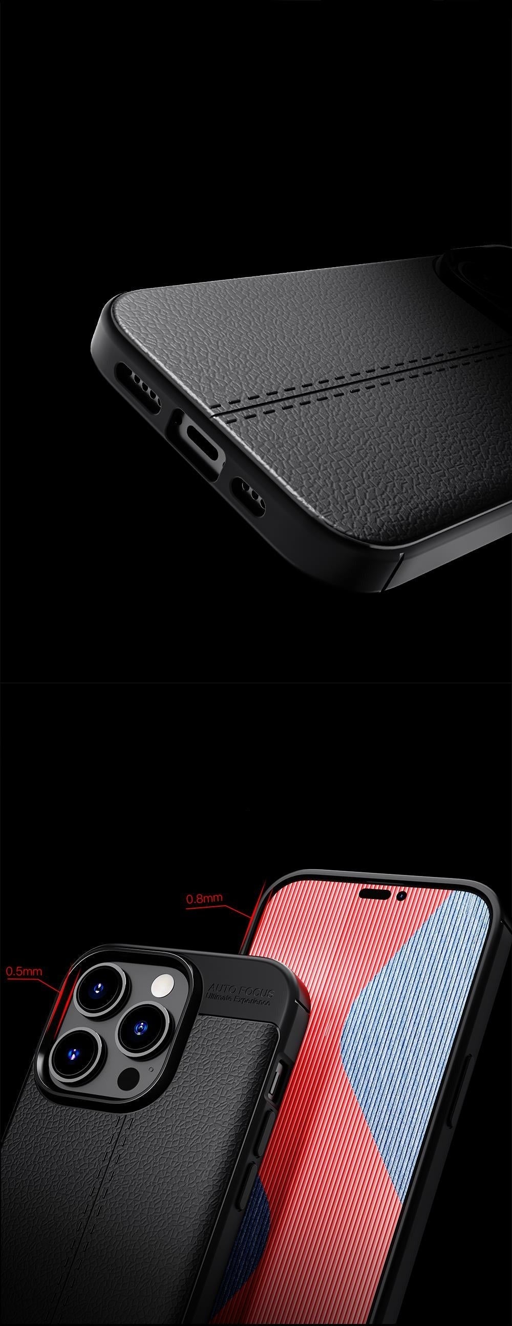 Mid Stitched Styled Leather Texture iPhone Case-Fonally-