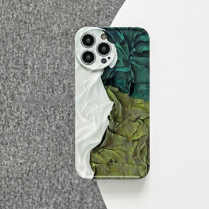 Oil Painted Wrinkled Style Round Camera Hole iPhone Case-Fonally-