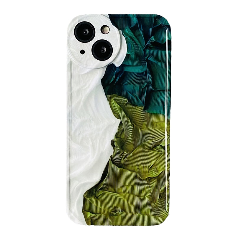 Oil Painted Wrinkled Style Round Camera Hole iPhone Case-Fonally-For iPhone 13 Pro Max-