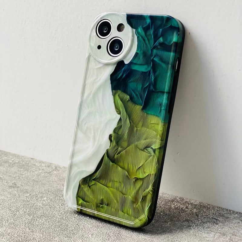 Oil Painted Wrinkled Style Round Camera Hole iPhone Case-Fonally-