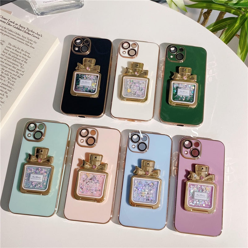 Perfume Bottle Glitter Plated iPhone Case-Fonally-