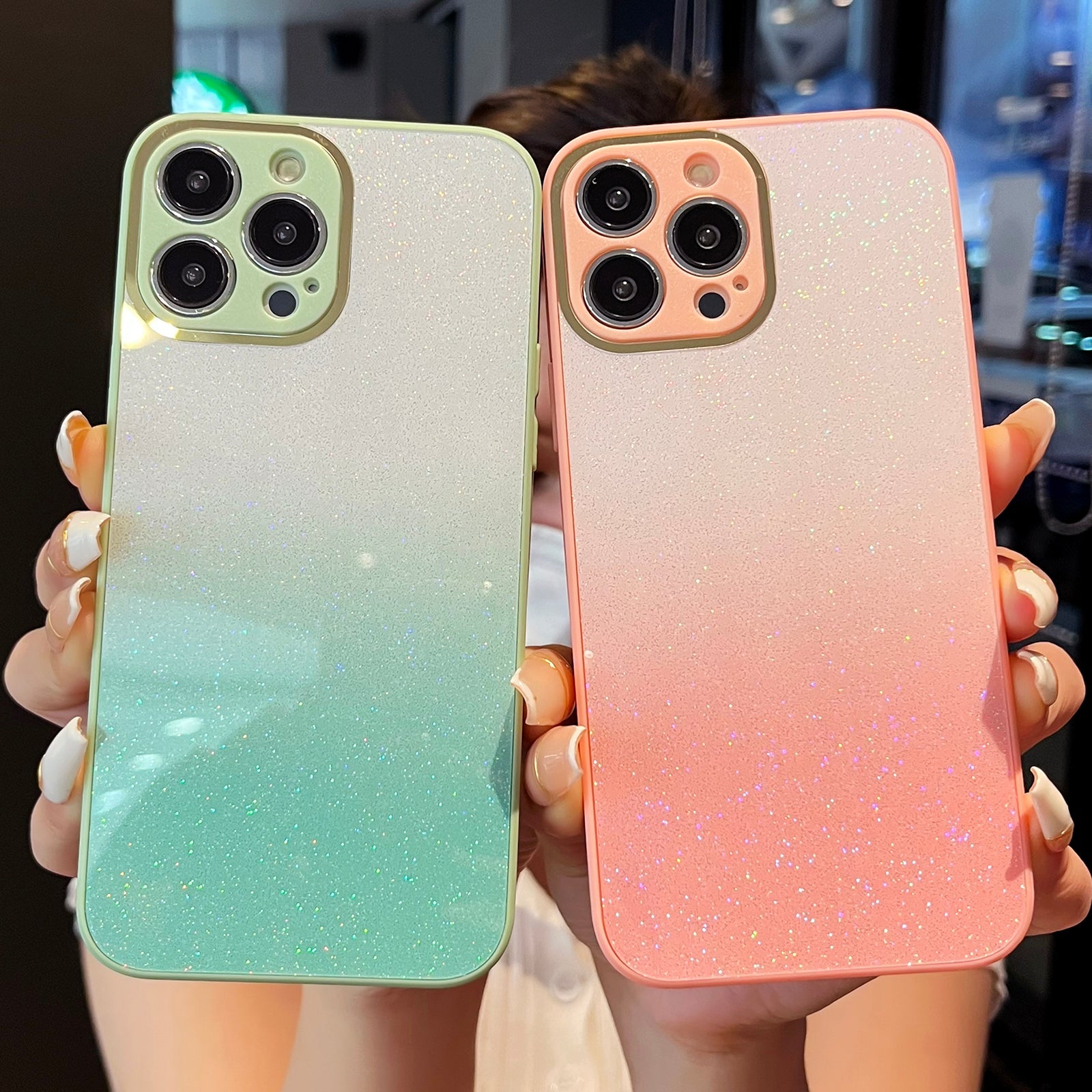 Plated Camera Gradient Glitter iPhone Case-Fonally-