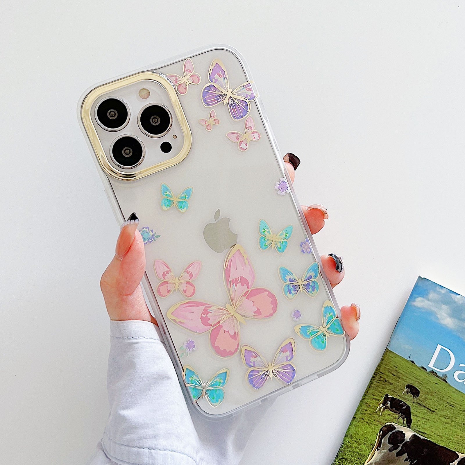 Plated Case and Butterflies iPhone Case-Fonally-For iPhone 13-A-