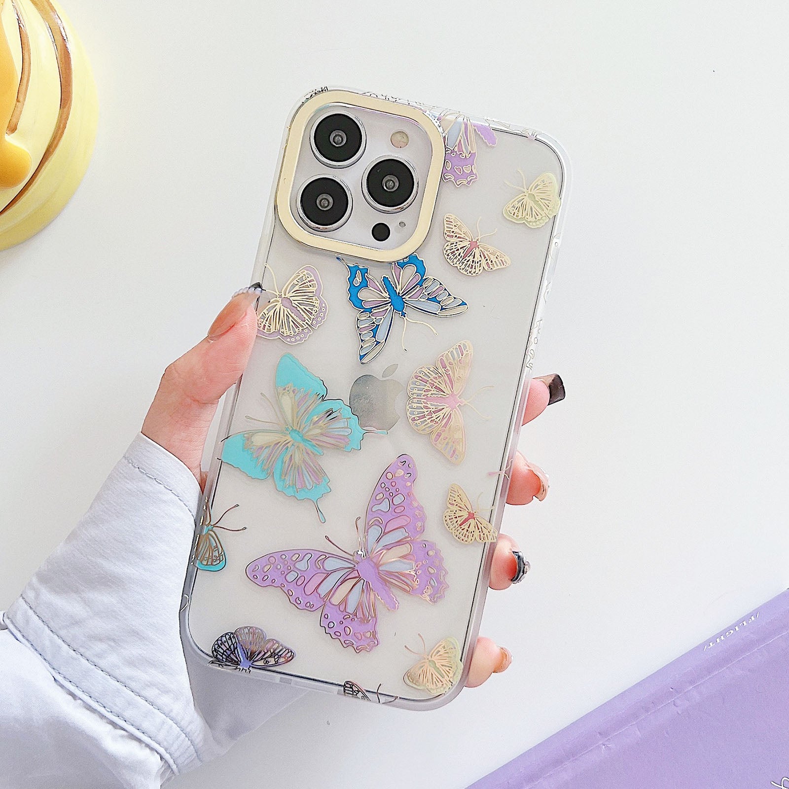 Plated Case and Butterflies iPhone Case-Fonally-For iPhone 13-B-