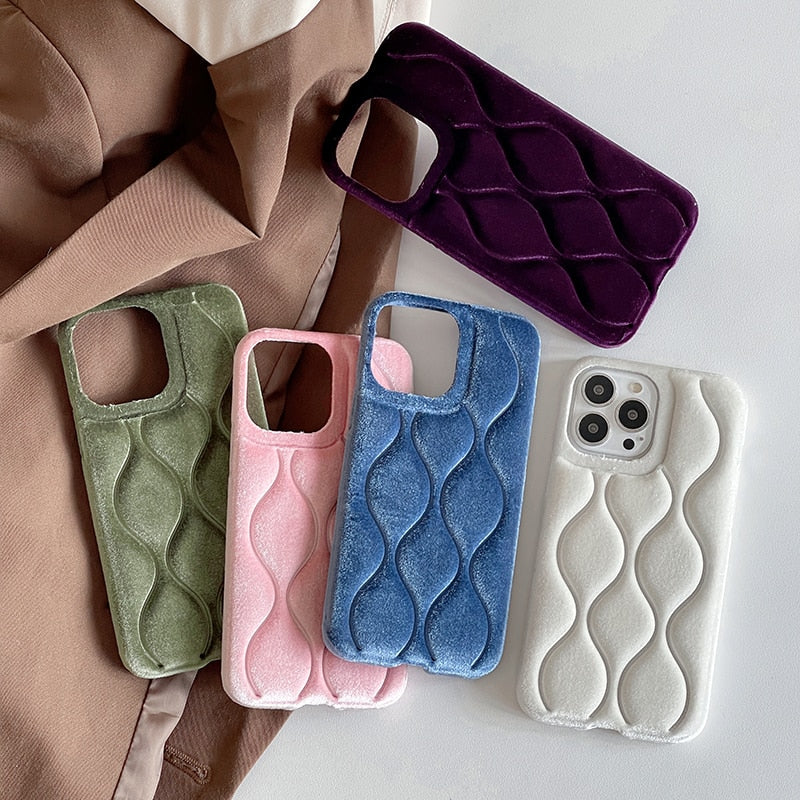 Quilted Wavy Velvet iPhone Case-Fonally-