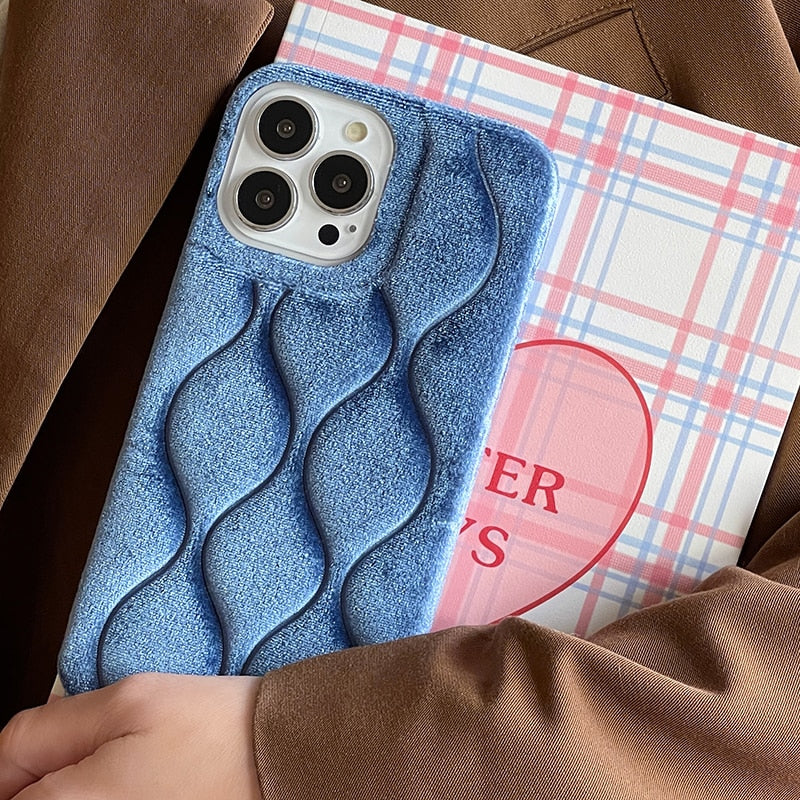 Quilted Wavy Velvet iPhone Case-Fonally-For iPhone 11-Blue-