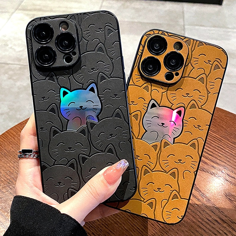 Rainbow Hued Cute Cat iPhone Case-Fonally-