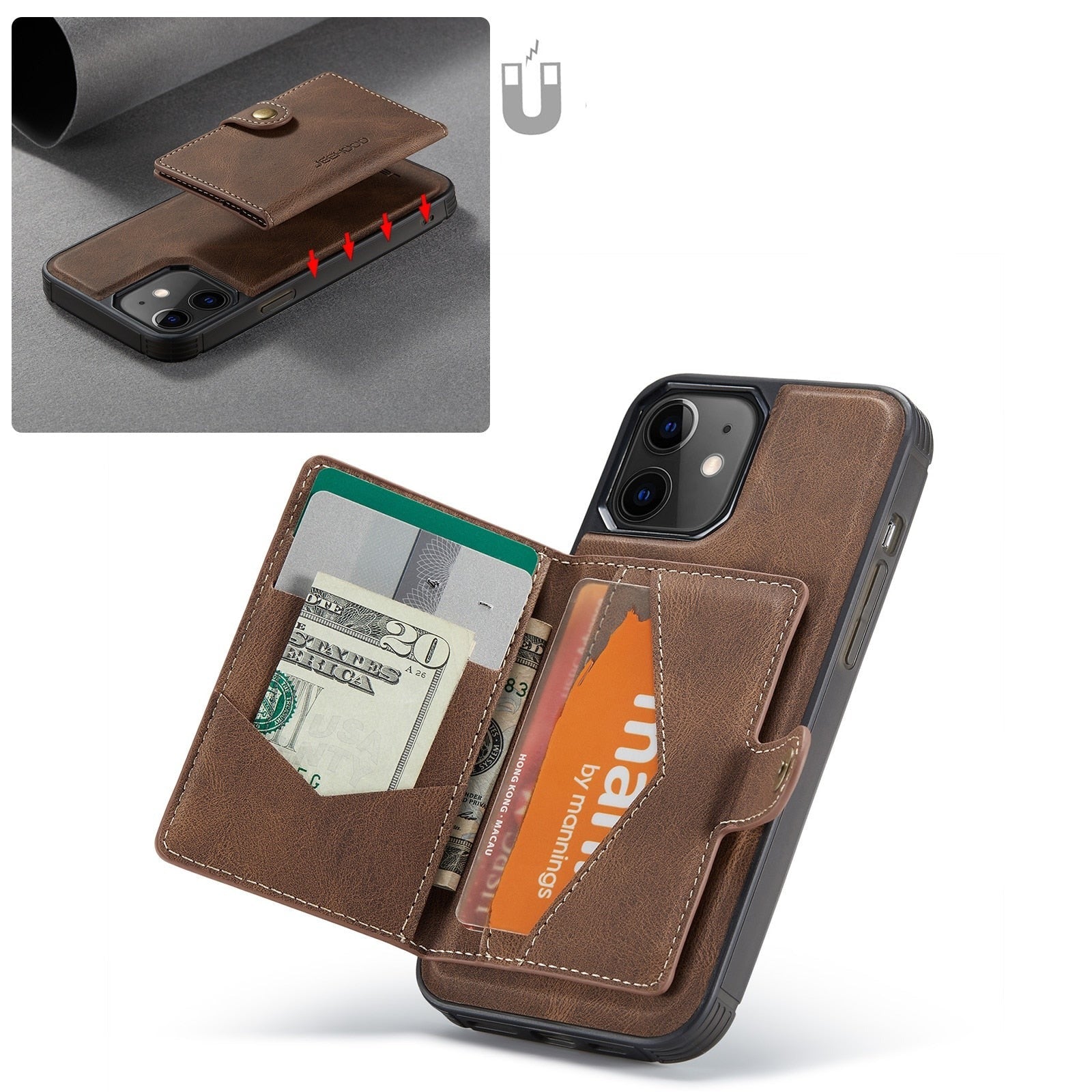 Removable Flip Card Wallet iPhone Case-Fonally-