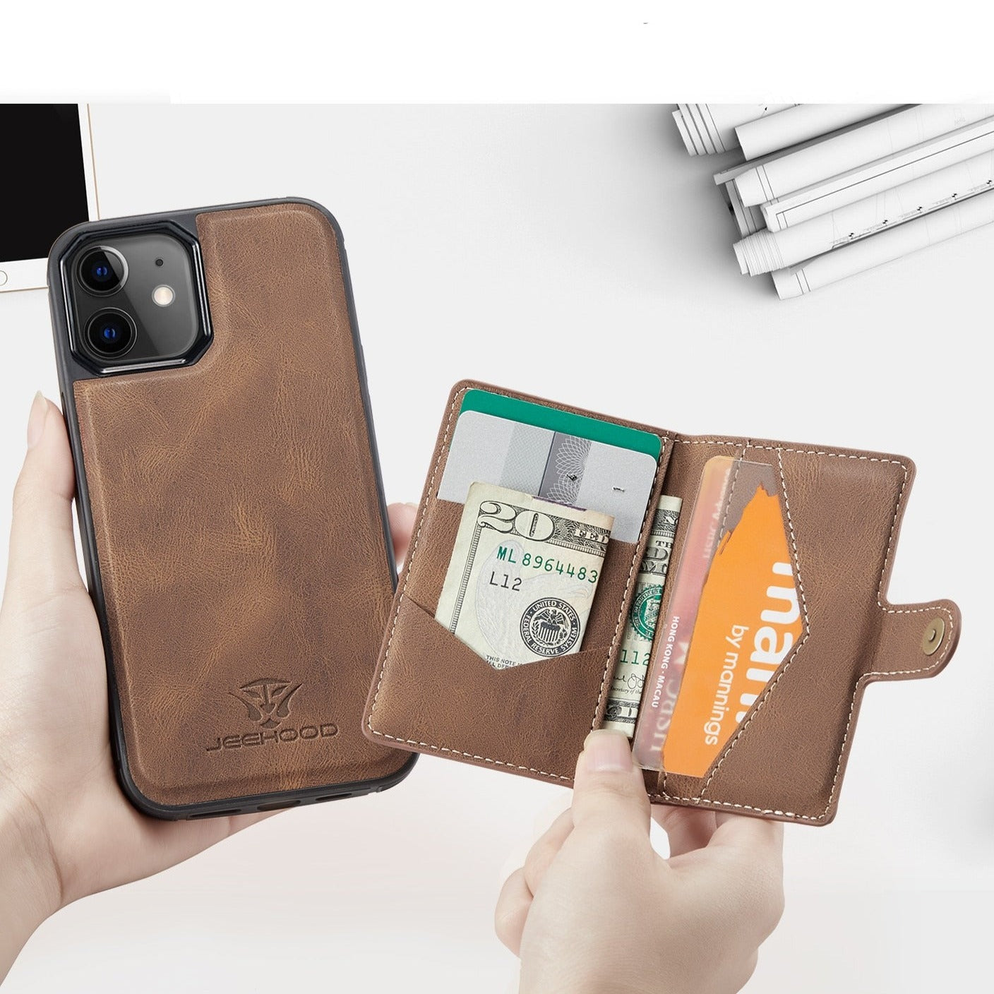 Removable Flip Card Wallet iPhone Case-Fonally-