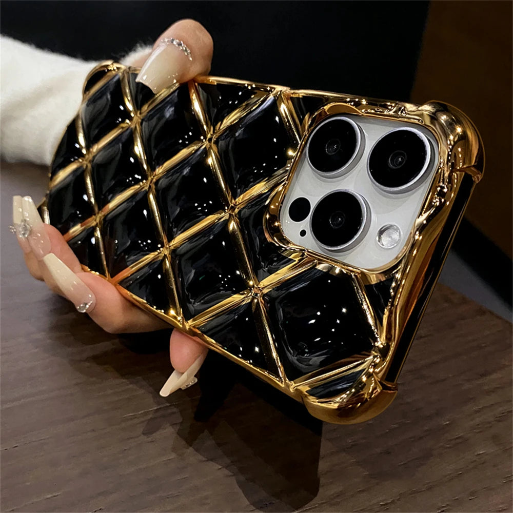 Plating Diamond Lattice Grid iPhone Case