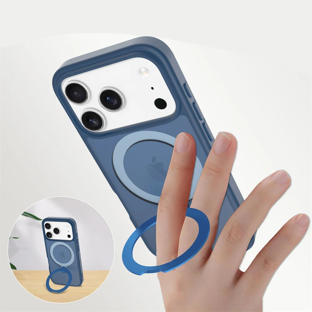 Frosted Translucent MagSafe Case with Fold Stand