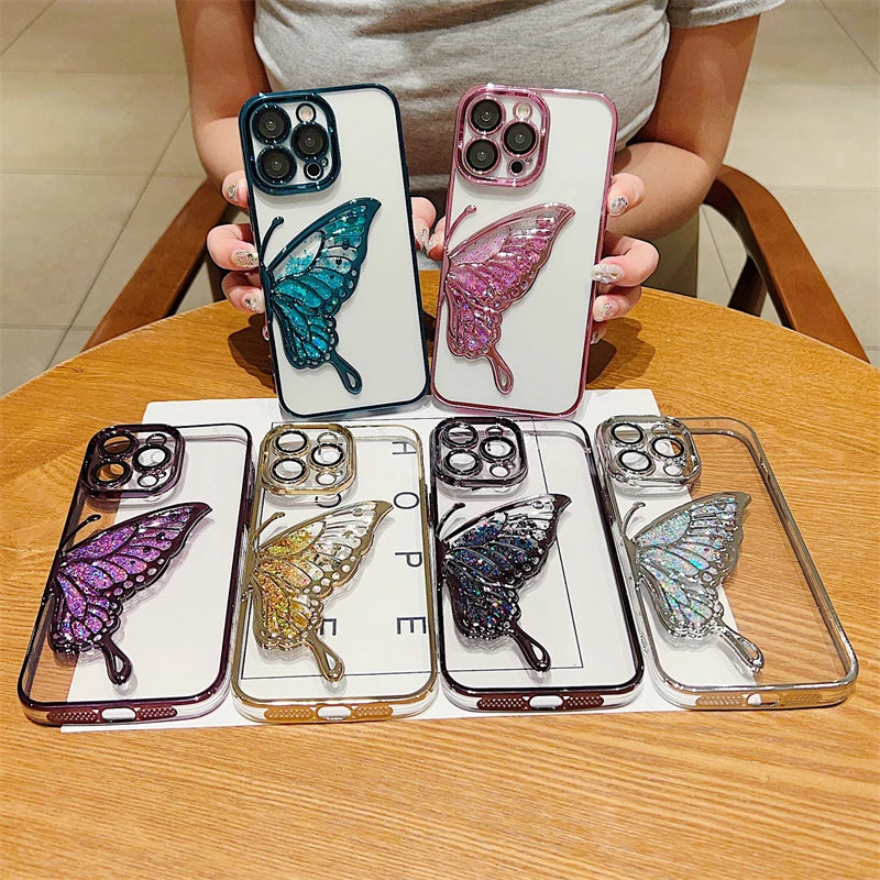 Butterfly Glitter Quicksand iPhone Case