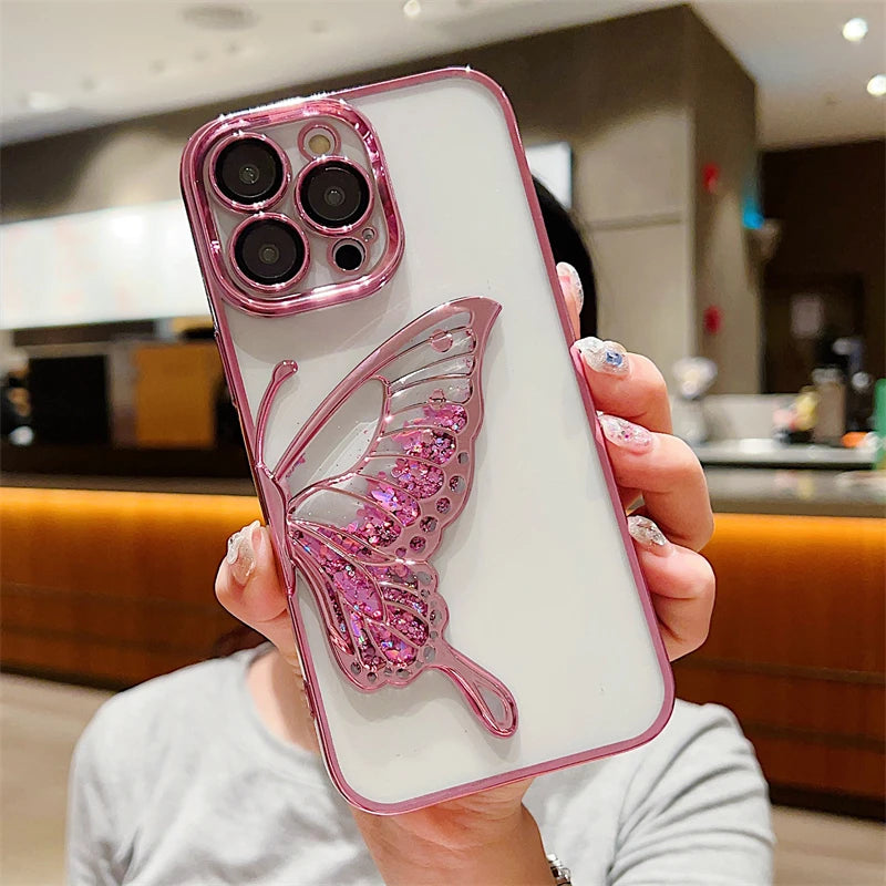 Butterfly Glitter Quicksand iPhone Case