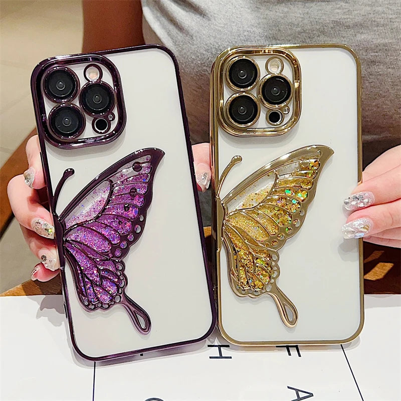 Butterfly Glitter Quicksand iPhone Case