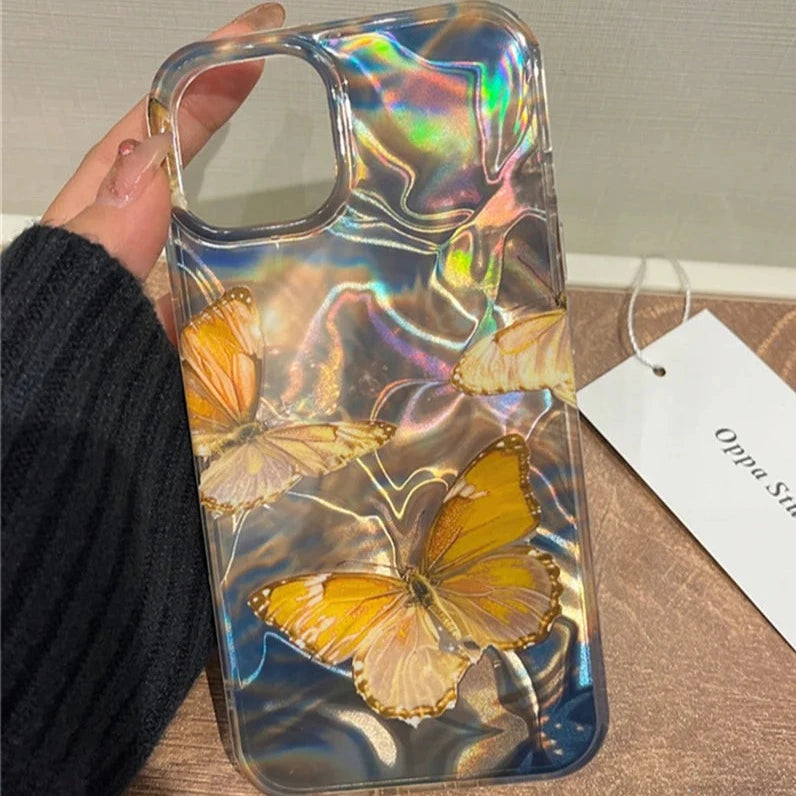 Water Ripple Aurora Butterfly iPhone Case