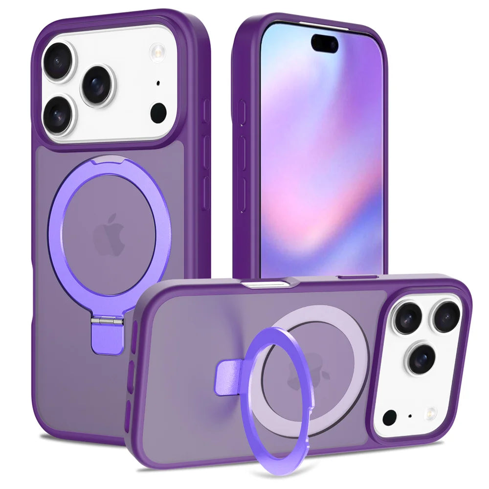 Frosted Translucent MagSafe Case with Fold Stand