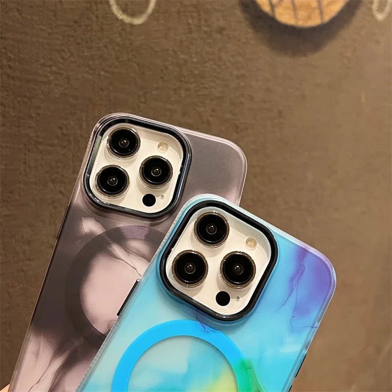 Frosted Translucent Ink Painting MagSafe iPhone Case
