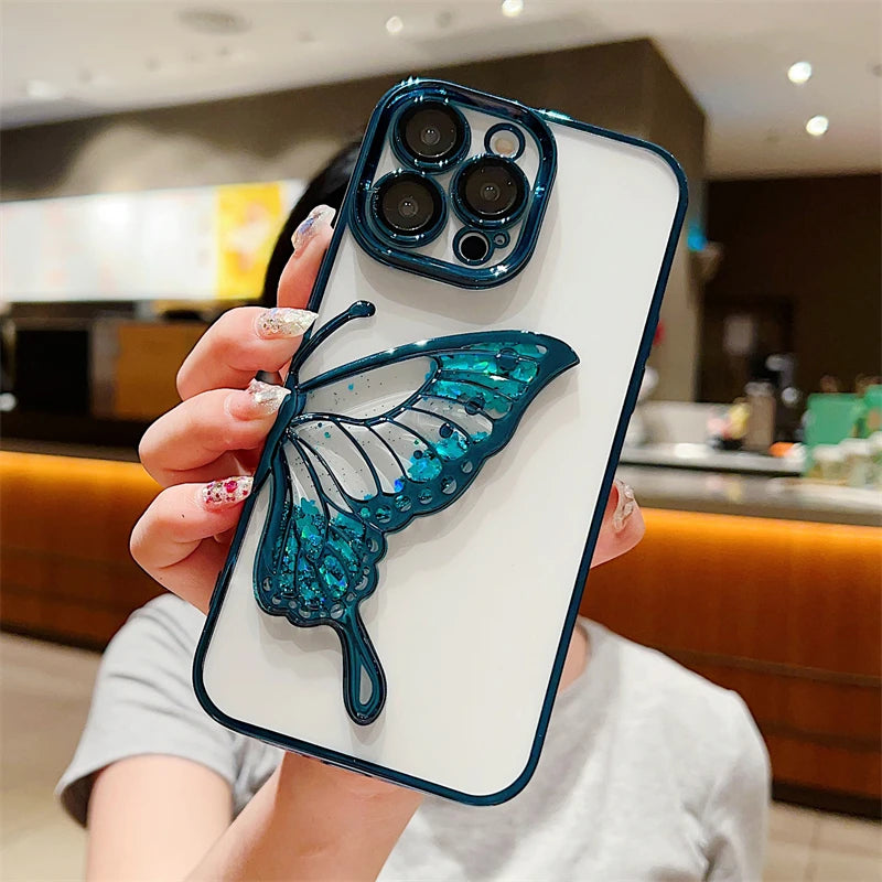 Butterfly Glitter Quicksand iPhone Case