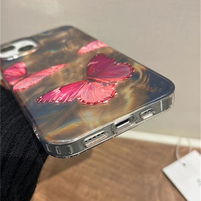 Water Ripple Aurora Butterfly iPhone Case