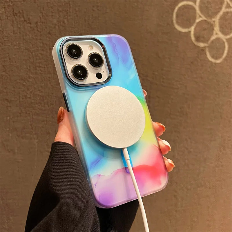 Frosted Translucent Ink Painting MagSafe iPhone Case