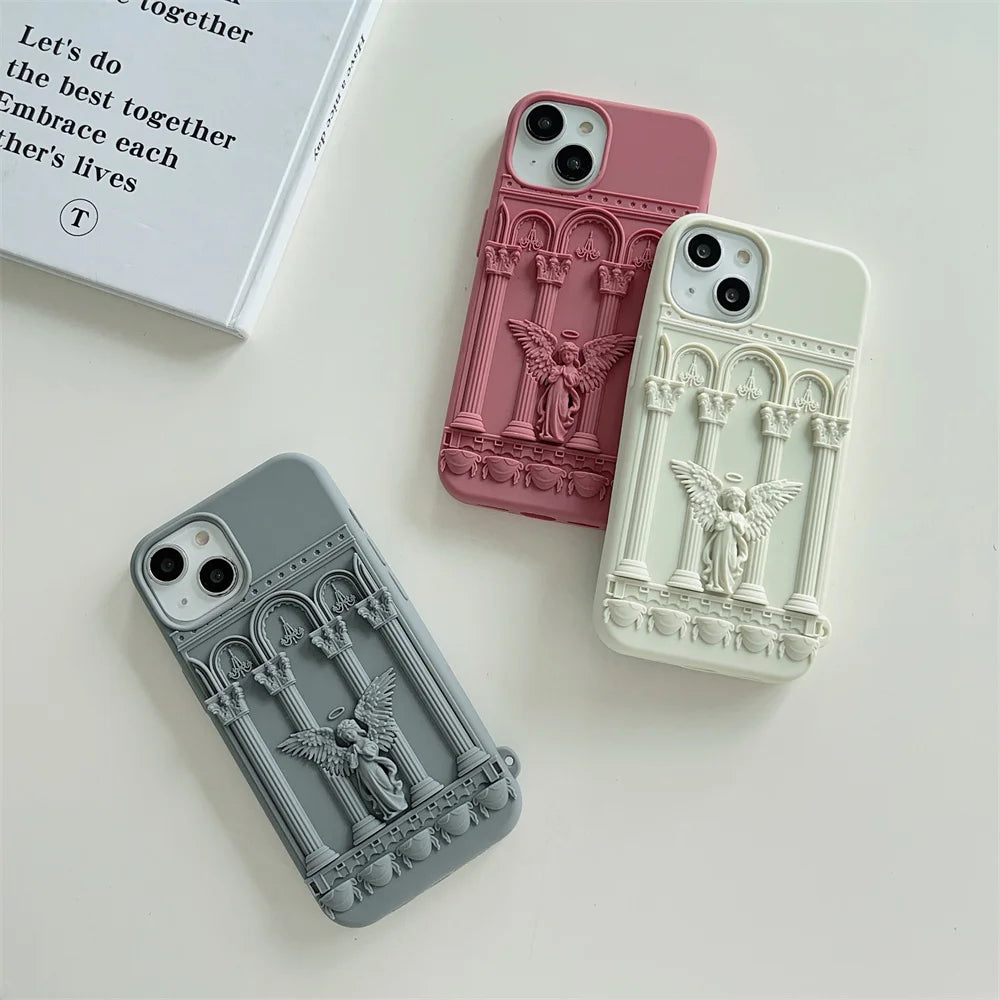 Embossed Roman Pillar Angel iPhone Case