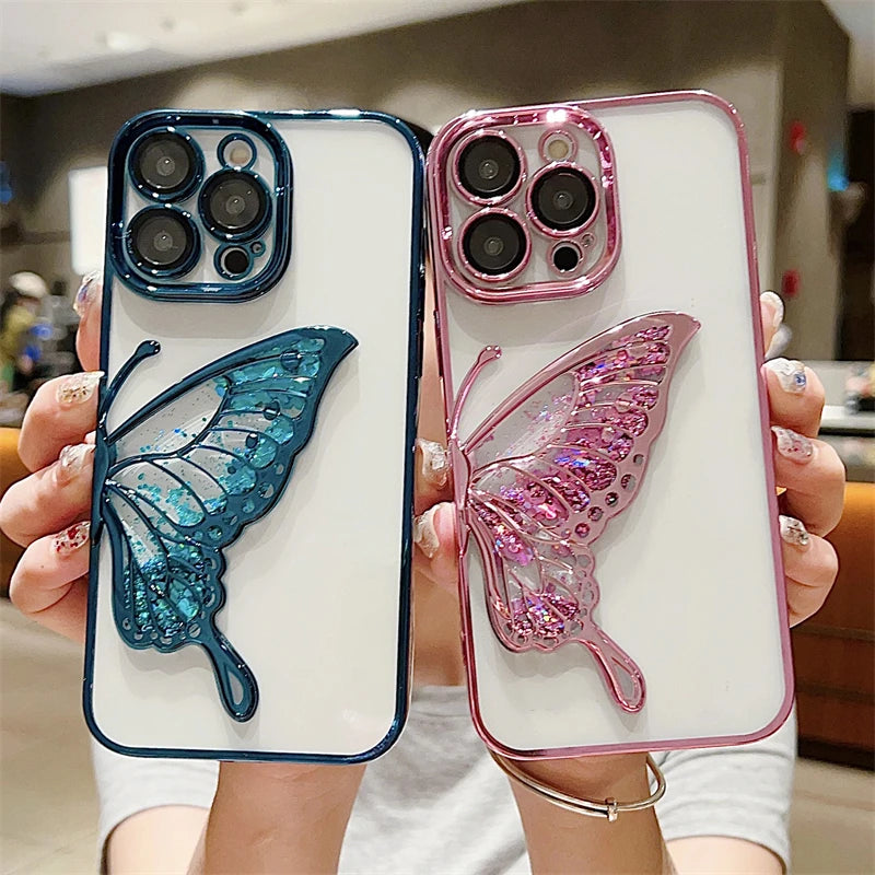 Butterfly Glitter Quicksand iPhone Case