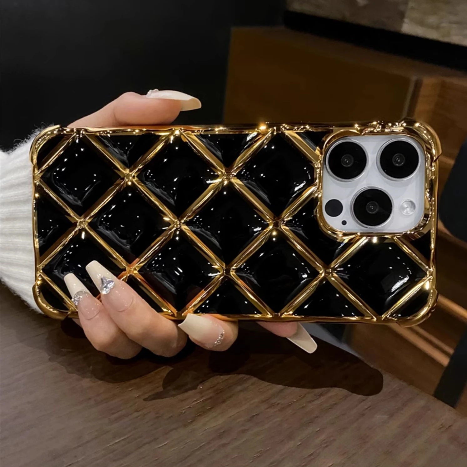 Plating Diamond Lattice Grid iPhone Case