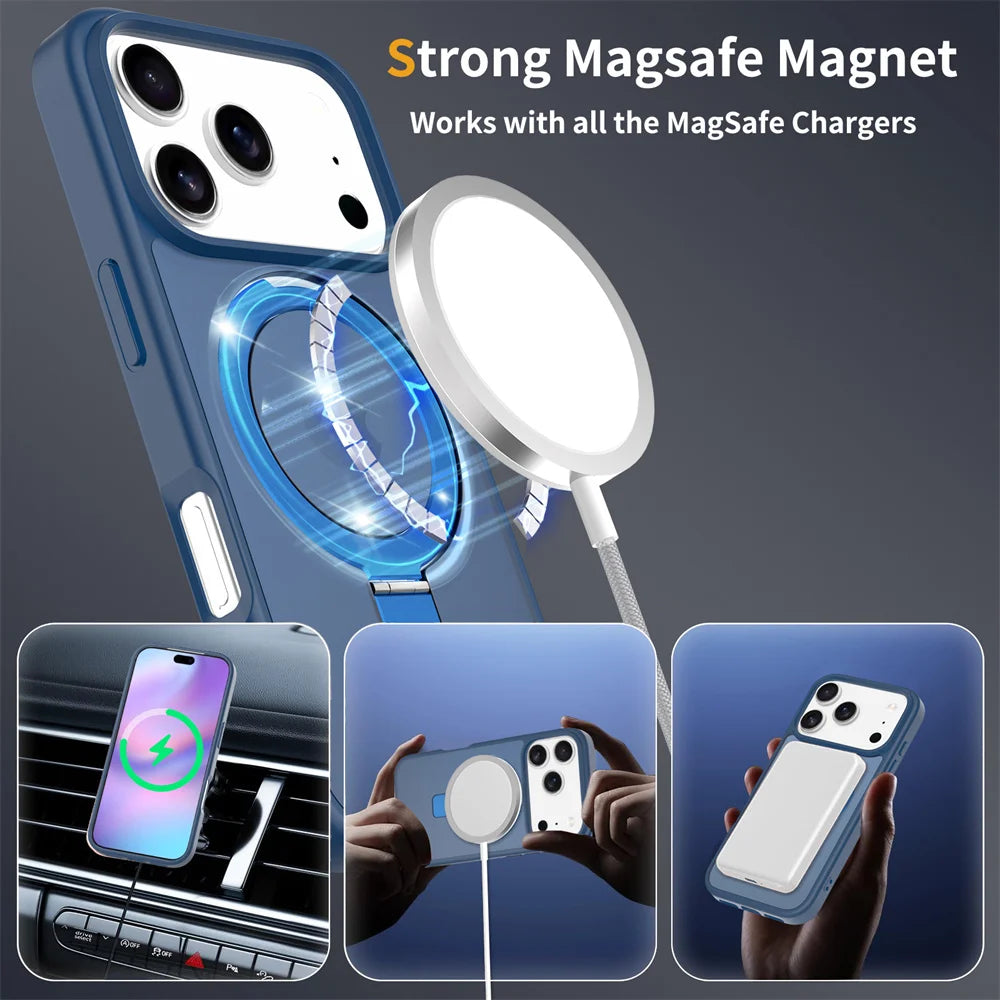 Frosted Translucent MagSafe Case with Fold Stand