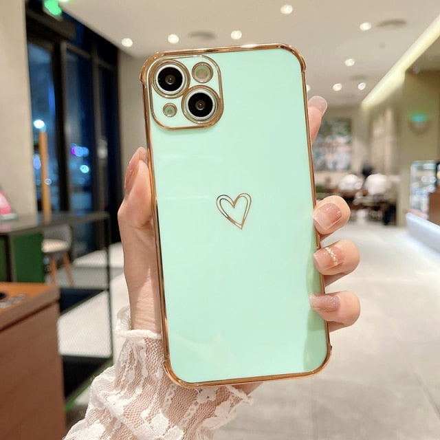 Shiny Heart iPhone Case-Fonally-For iPhone 13 Pro Max-Green-