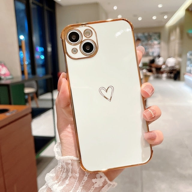 Shiny Heart iPhone Case-Fonally-For iPhone 13 Pro Max-White-