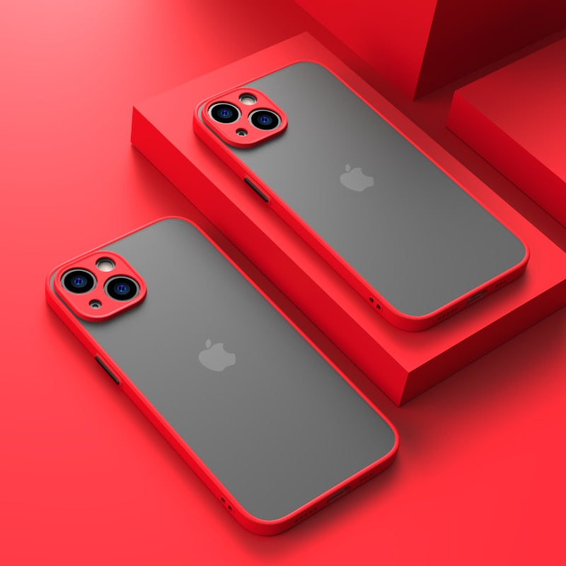 Shockproof Matte Silicone iPhone Case-Fonally-For iPhone 12-Red-
