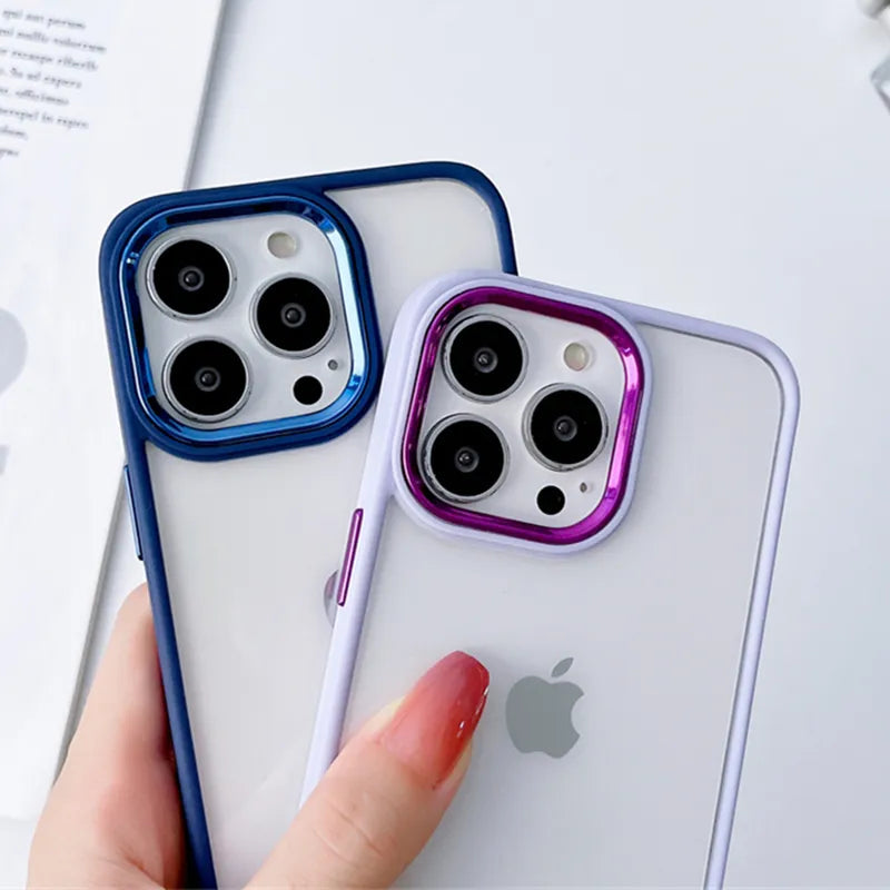 Silicone Bumper Shiny Camera Lens Clear Acrylic iPhone Case-Fonally-