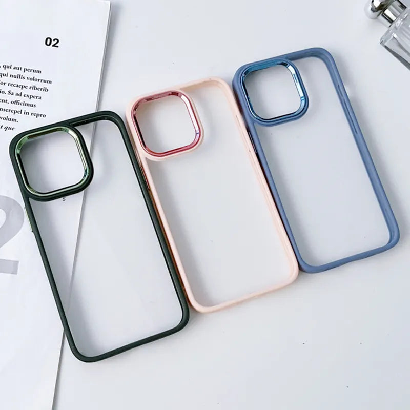 Silicone Bumper Shiny Camera Lens Clear Acrylic iPhone Case-Fonally-