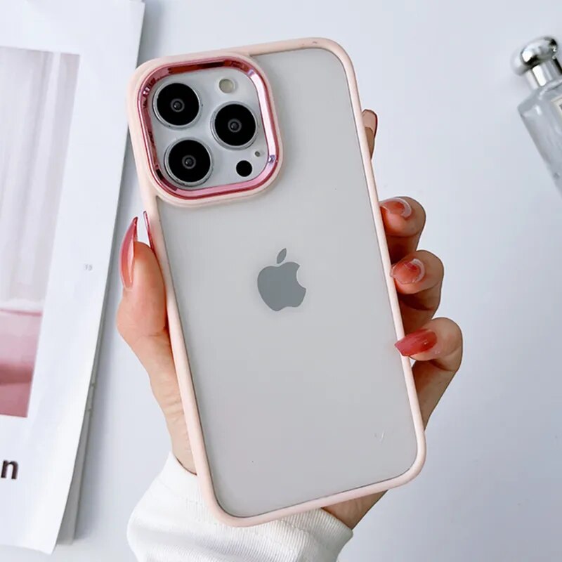 Silicone Bumper Shiny Camera Lens Clear Acrylic iPhone Case-Fonally-