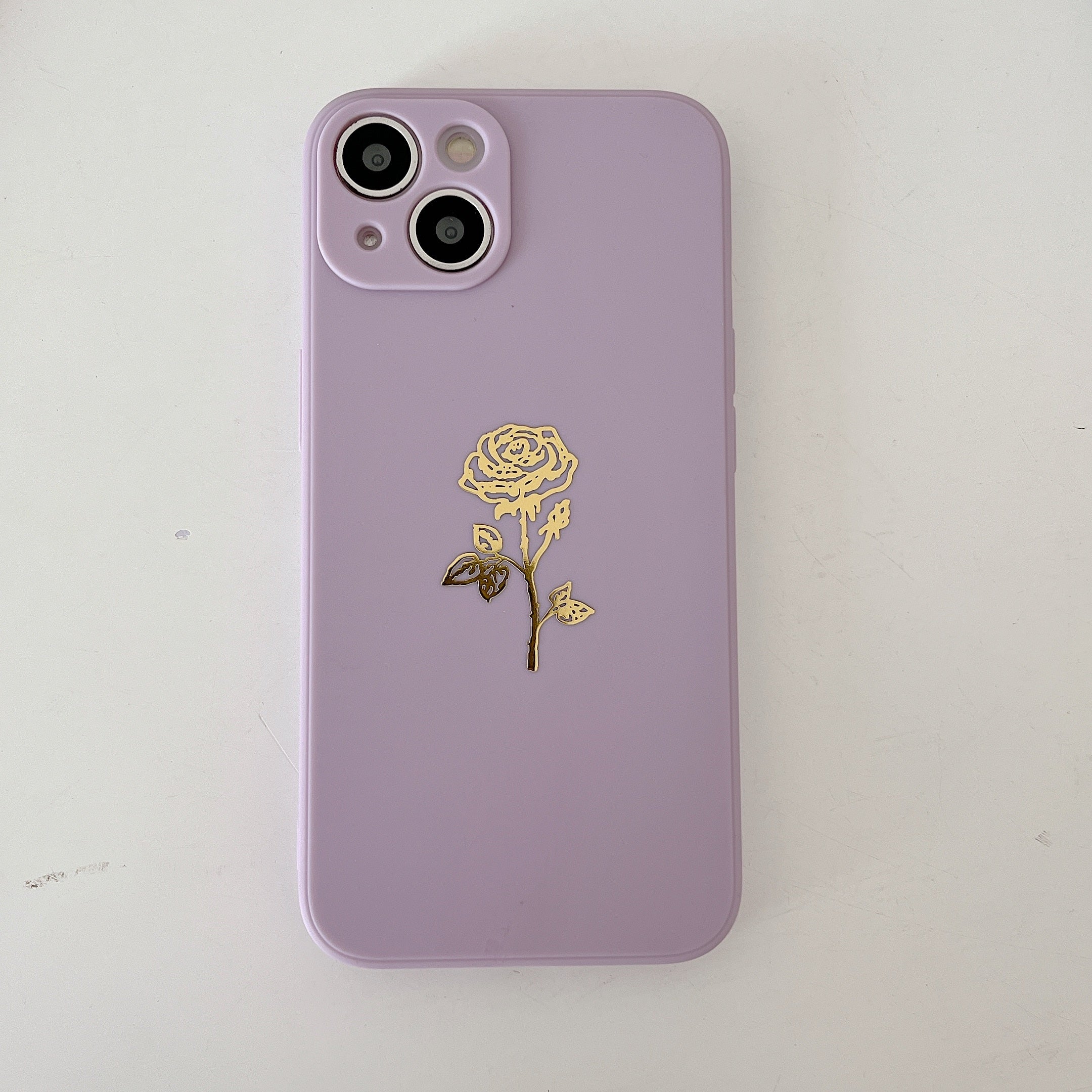Silicone iPhone Case with Plated Rose Flower-Fonally-For iPhone 7 or 8-Purple-