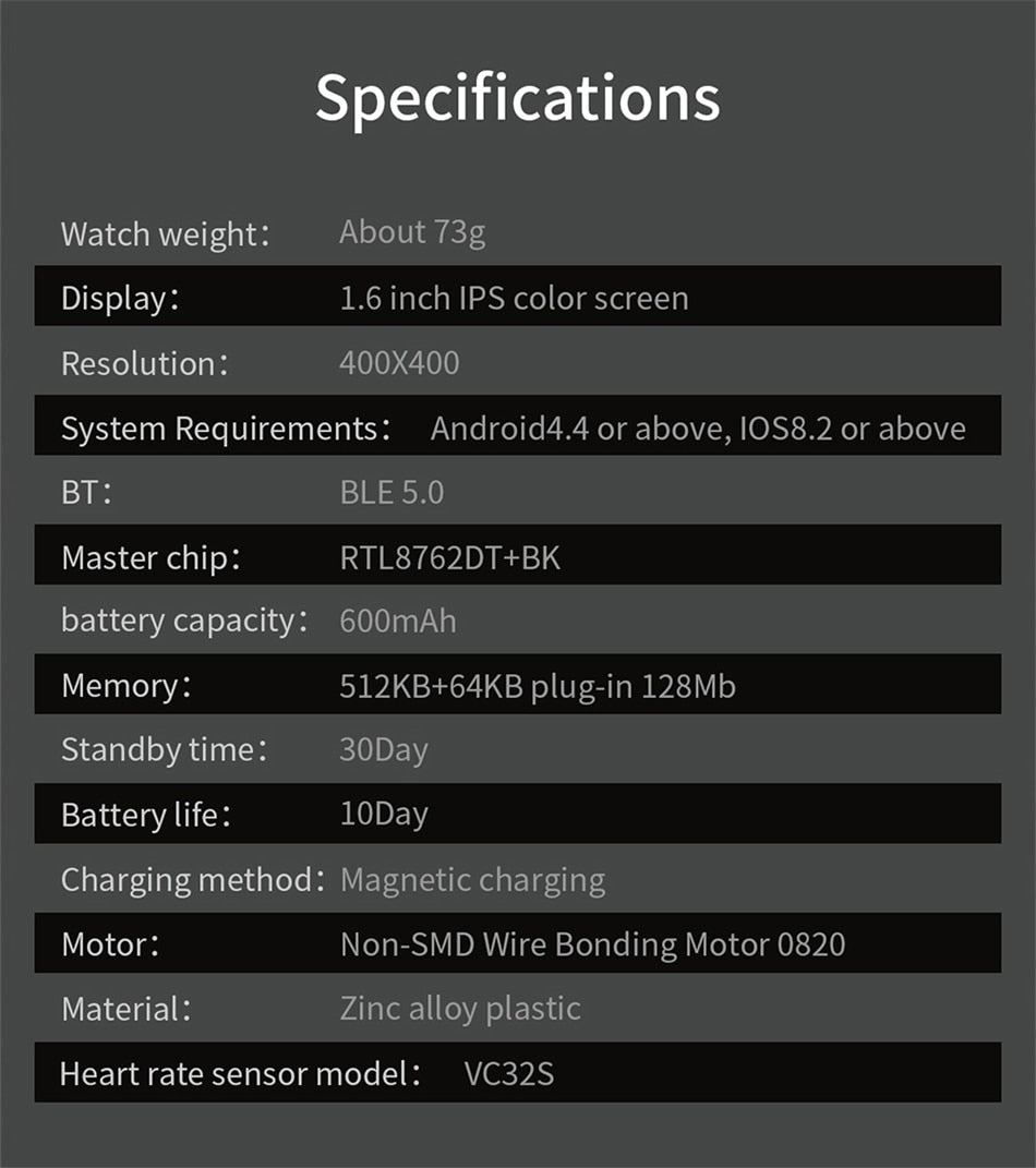 Smart Watch - 1.6 inch screen with Heart Rate SPO2 and BP monitor-Fonally-