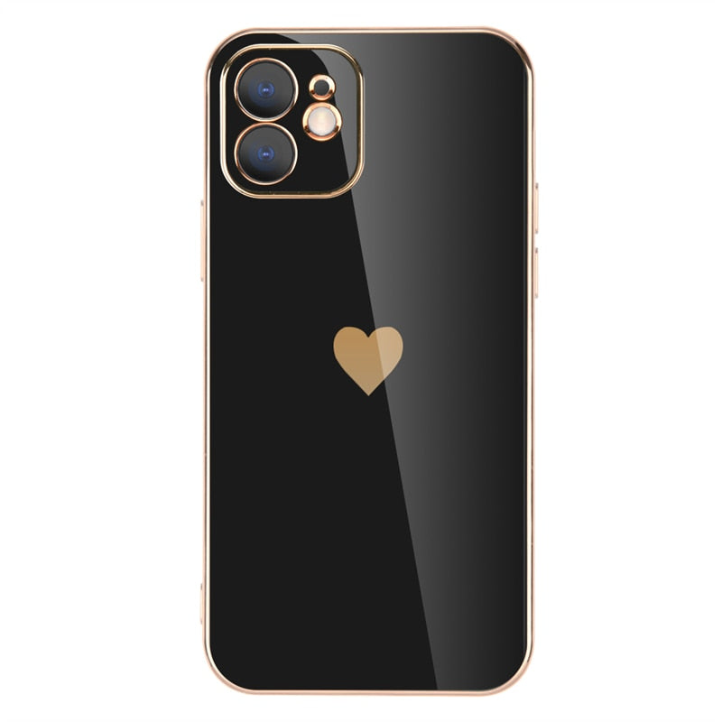 Smile Heart Plated iPhone Case-Fonally-For iPhone X Xs-Black-
