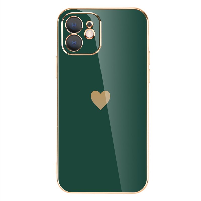 Smile Heart Plated iPhone Case-Fonally-For iPhone X Xs-Dark Green-