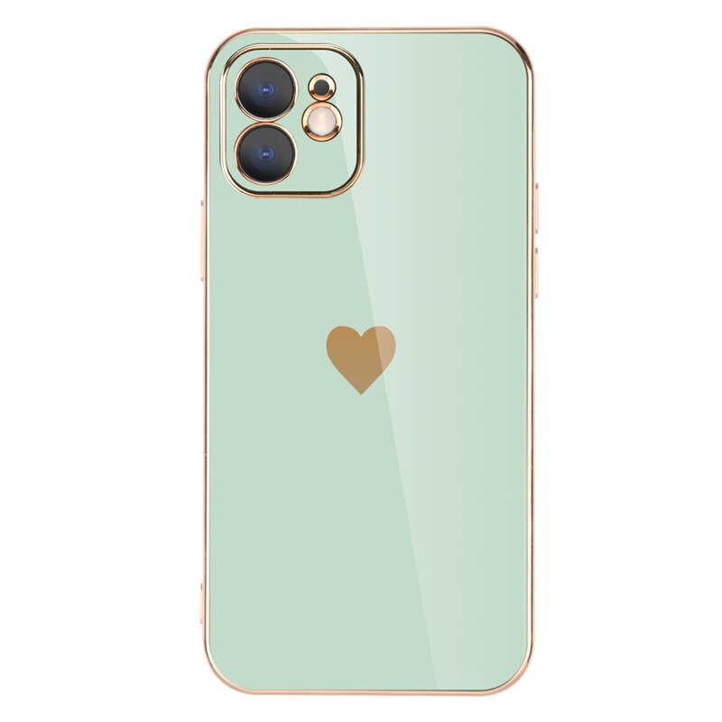 Smile Heart Plated iPhone Case-Fonally-For iPhone X Xs-Mint Green-