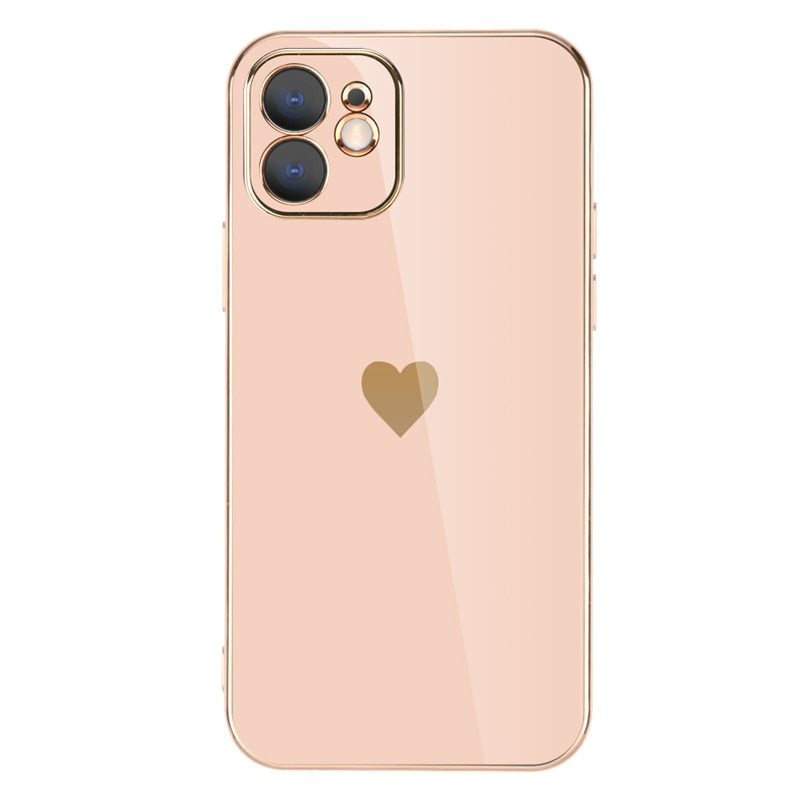 Smile Heart Plated iPhone Case-Fonally-For iPhone X Xs-Pink-