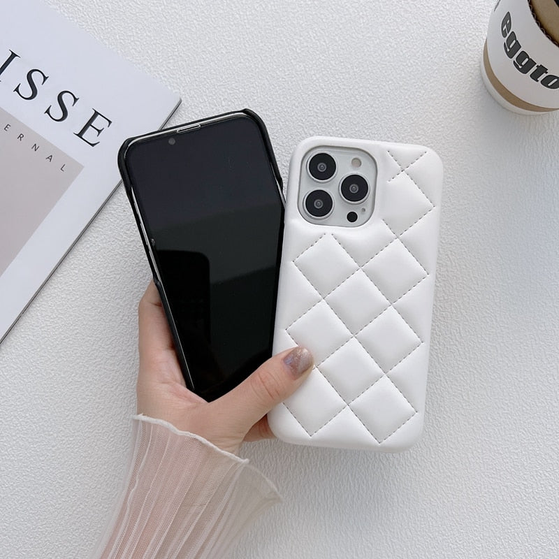 Soft Cushioned Stitched Diamond Pattern iPhone Case-Fonally-