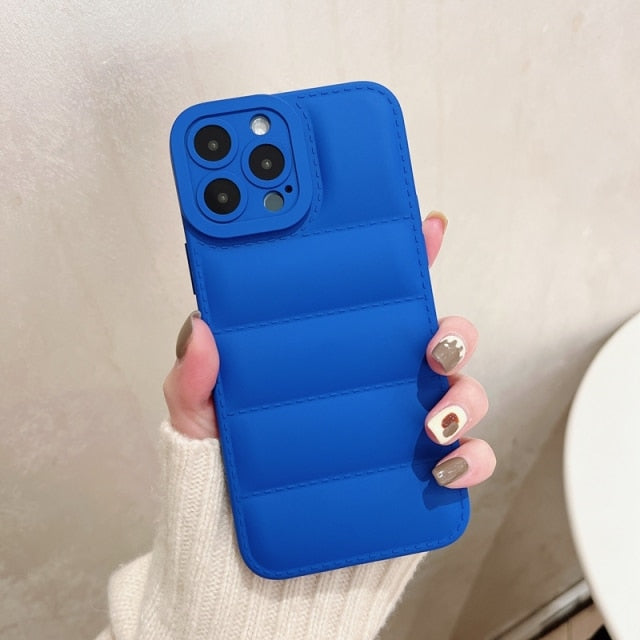 Soft Down Jacket iPhone Case-Fonally-For iPhone 13 Pro Max-Blue-