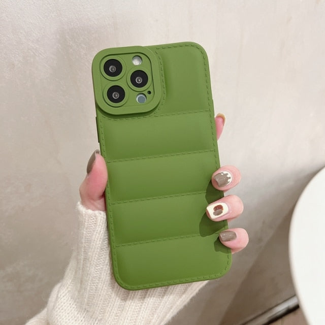 Soft Down Jacket iPhone Case-Fonally-For iPhone 13 Pro Max-Green-