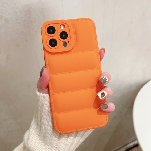 Soft Down Jacket iPhone Case-Fonally-For iPhone 13 Pro Max-Orange-