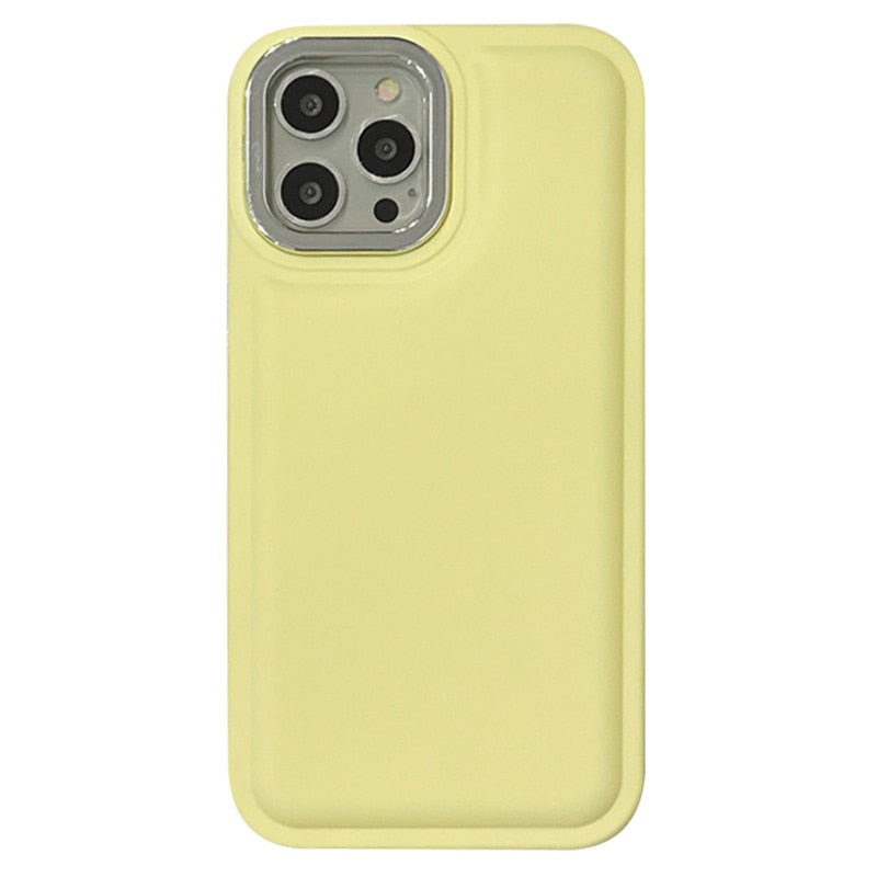 Soft Liquid Silicone Shockproof iPhone Case-Fonally-For iPhone 12-Yellow-