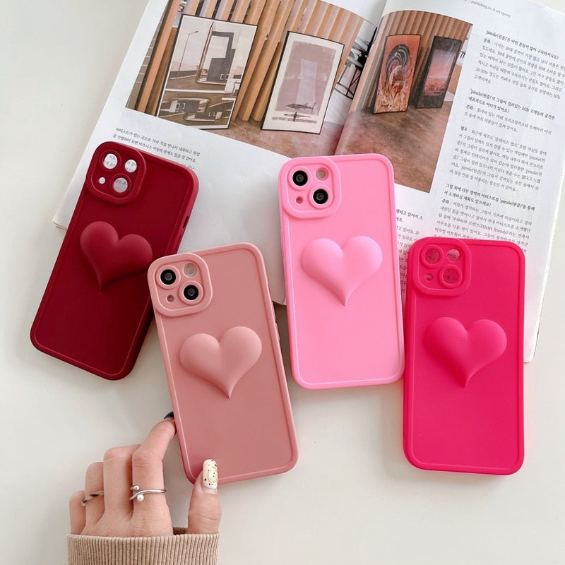 Soft Silicone Bulged Love Heart iPhone Case-Fonally-