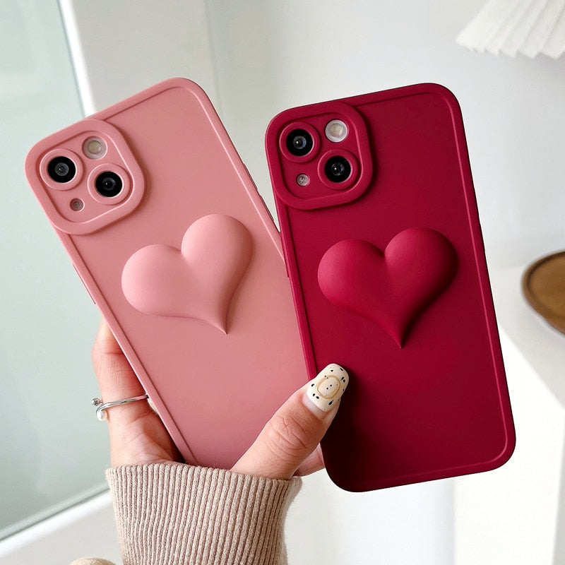 Soft Silicone Bulged Love Heart iPhone Case-Fonally-