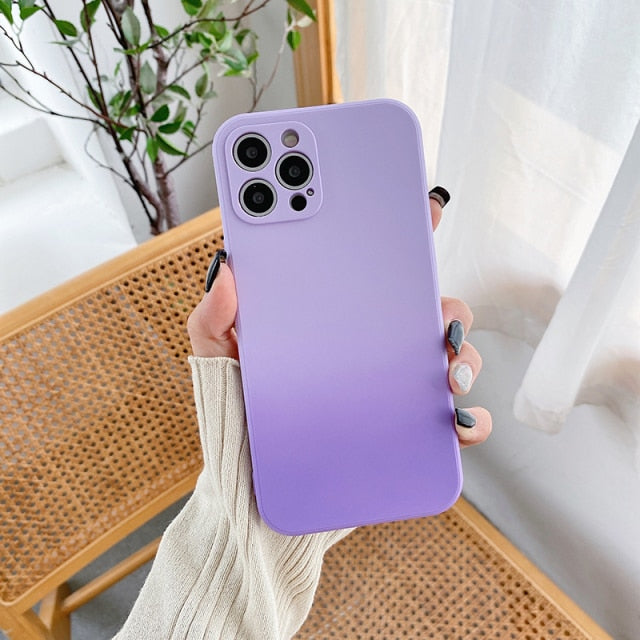 Soft Silicone Gradient iPhone Case-Fonally-For iPhone 12 Pro Max-Purple-