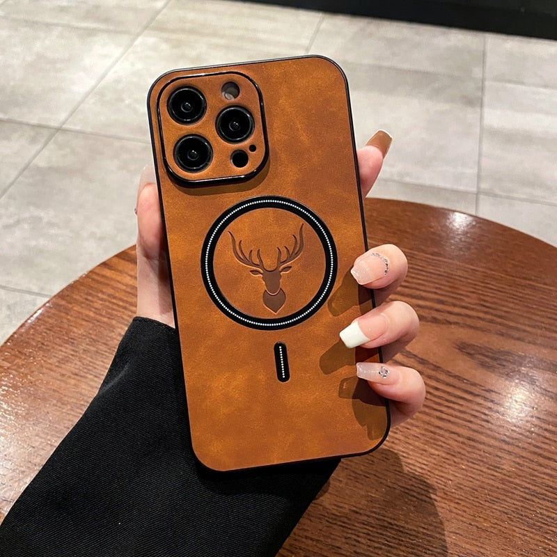 Soft Touch Deer MagSafe iPhone Case-Fonally-For iPhone X-Orange-